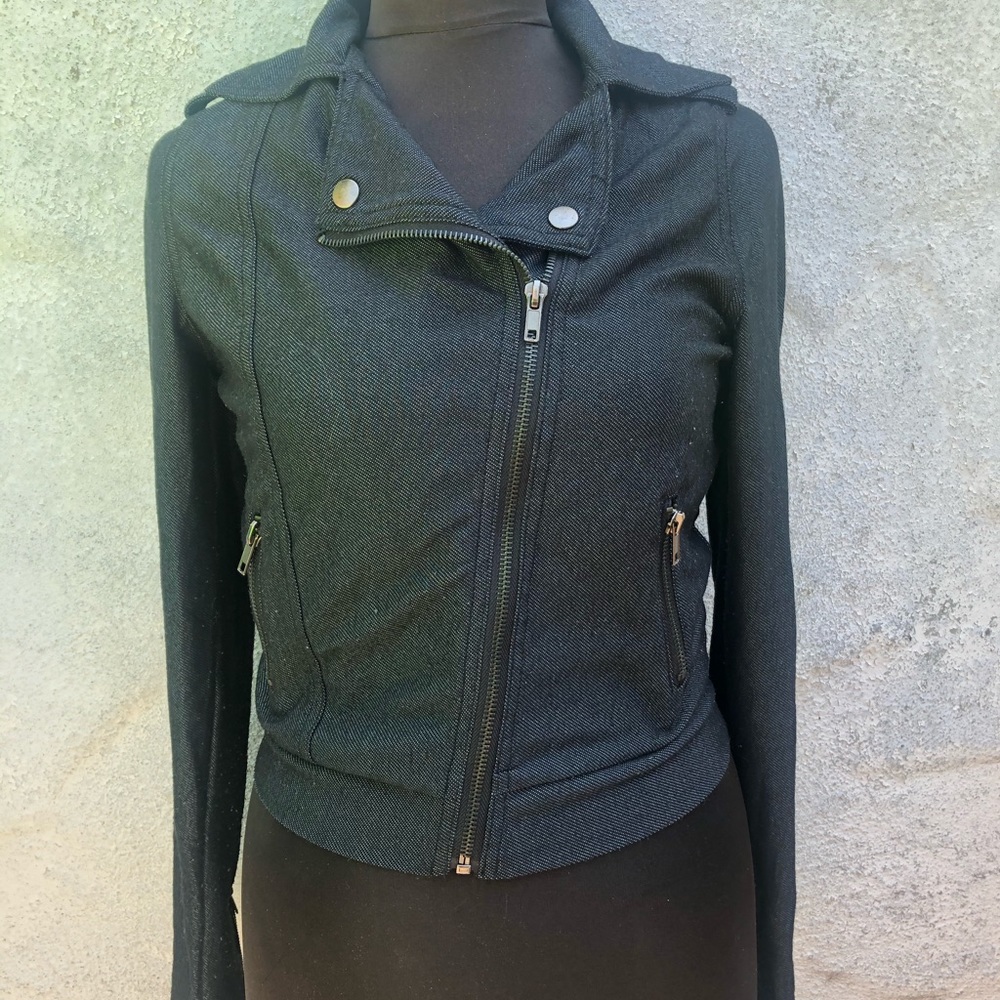 Forever21 jeans soft denim lace moto jacket